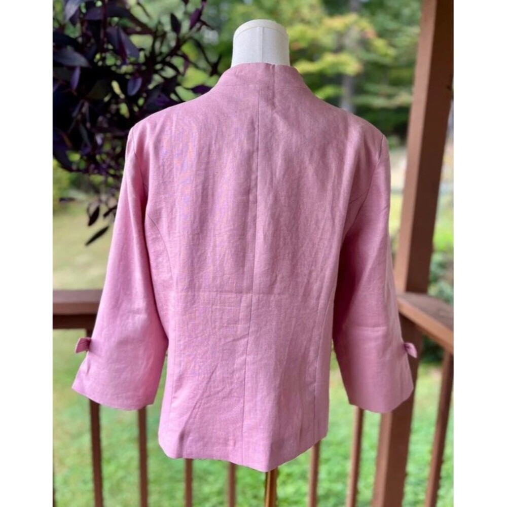Lintico Pink 100% Linen Bow Cuff Jacket Blazer Large NWT - Picture 4 of 9